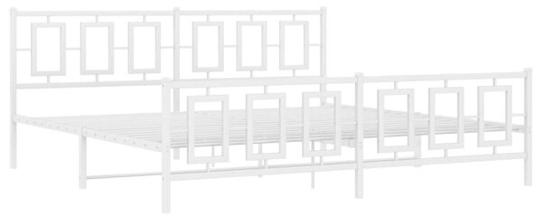 VidaXL Kovinski posteljni okvir z vzglavjem in vznožjem bel 193x203 cm