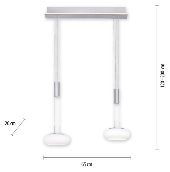 Paul Neuhaus Q-ETIENNE LED viseče svetilo, 2 luči