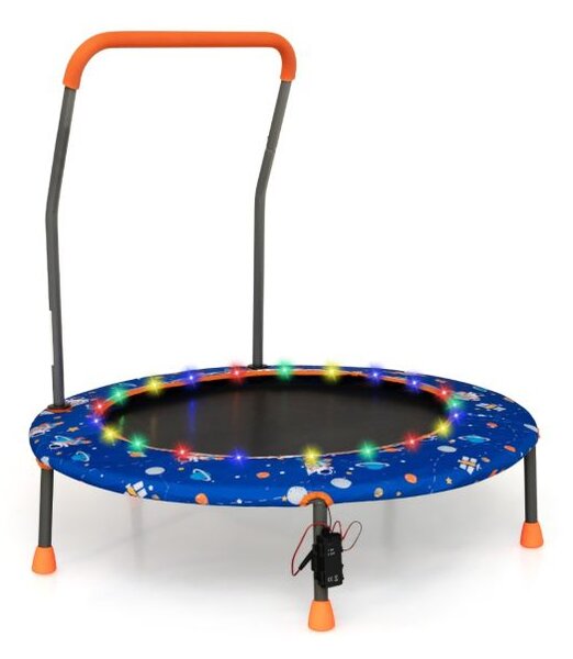 Mini trampolin za otroke, 92 cm z LED osvetlitvijo in odstranljivim ročajem