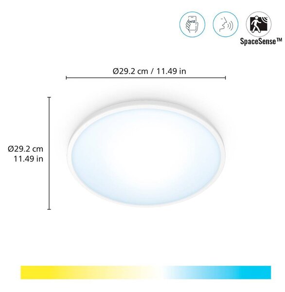 WiZ SuperSlim LED stropna svetilka CCT Ø29cm bela