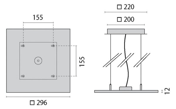 LED viseča svetilka FL Square 300 PL OP on/off 840