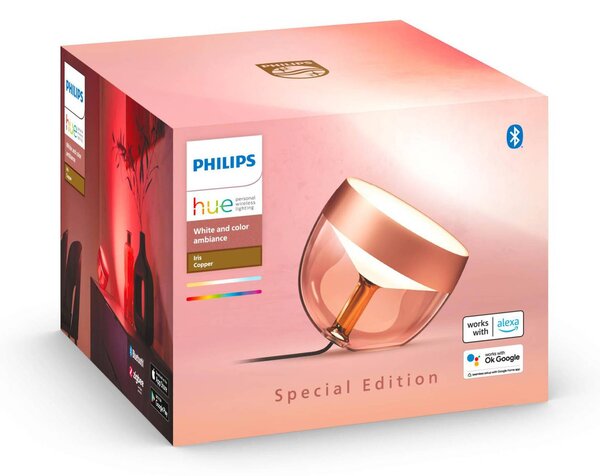 Namizna svetilka Philips Hue Iris WACA LED, bakrena