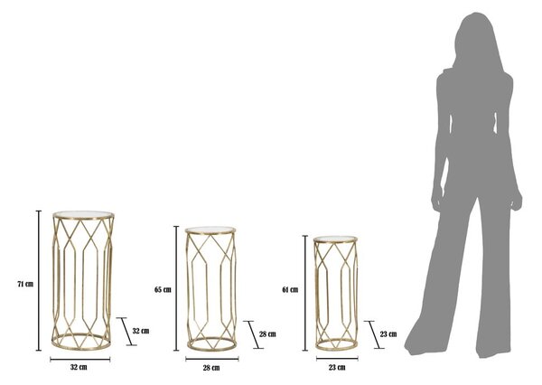 Okrogle stranske mizice s stekleno mizno ploščo v kompletu 3 ks ø 32 cm Tunisi – Mauro Ferretti