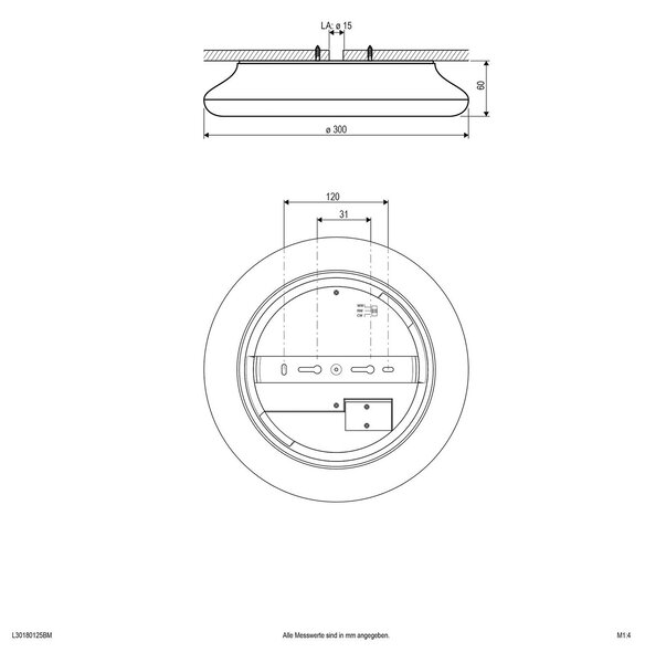 EVN Catino LED stropna svetilka, senzor, 30 cm