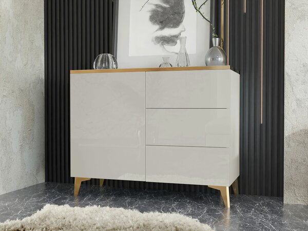 Komoda Comfivo AD100, Sijaj Beige, Zlata, Beige, 85x100x40cm