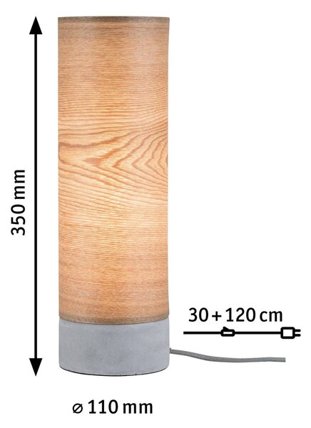 Namizna svetilka Paulmann Skadi iz lesa in betona