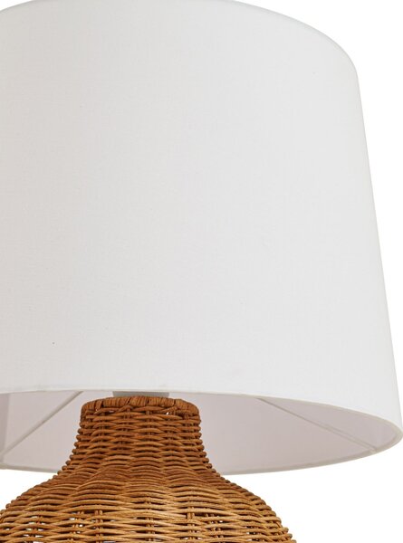Lindby namizna svetilka Lirenda, višina 52 cm, ratang, naravna/bela, Les, Dnevna soba / jedilnica, Tkanine / tekstil, Skandinavski
