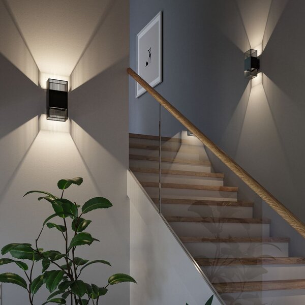 Paulmann LED-stenna svetilka Tharin, 25 cm, črna, svetloba navzgor/navzdol, IP44, Črna, Hodnik, Plastika, Sodobni