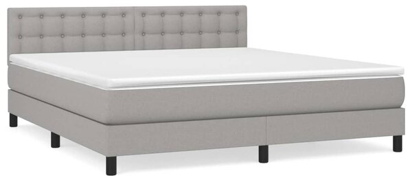 VidaXL Box spring postelja z vzmetnico svetlo siva 160x200 cm žamet