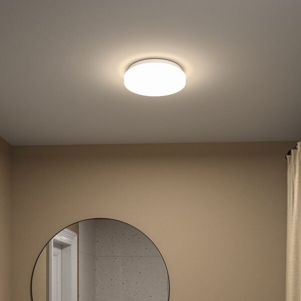 Paulmann LED-stropna svetilka Luiana, bela, s senzorjem, IP44, zatemnjen, Bela, Plastika, Sodobni