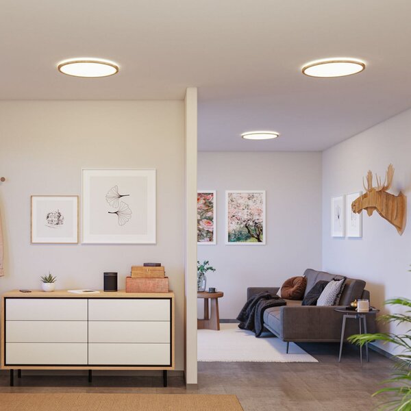 Paulmann LED-panel Atria Shine, premer 42 cm, les, IP44, 4000 K, vklop/izklop, Les, Študija / pisarna, Plastika, Sodobni