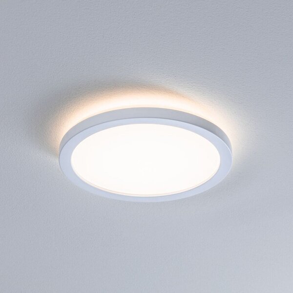 Paulmann LED-plošča Atria Shine, premer 19 cm, bela, IP44, 3000 K, vklop/izklop, Bela, Študija / pisarna, Plastika, Sodobni