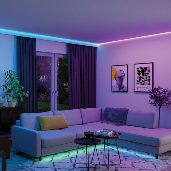 Paulmann LED trak MaxLED 1000 osnovni komplet 3 m RGBW IP44, zatemnjen, Kovinska, Dnevna soba / jedilnica, Plastika