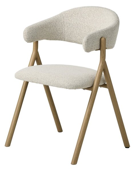 Kremno bel/v naravni barvi oblazinjen jedilni stol z nasloni za roke Frances – Unique Furniture