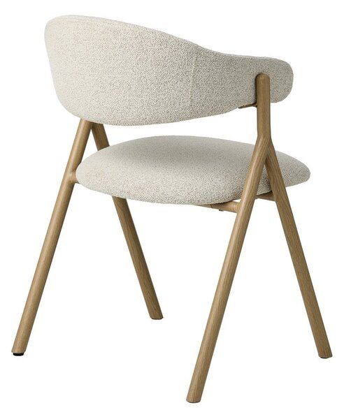 Kremno bel/v naravni barvi oblazinjen jedilni stol z nasloni za roke Frances – Unique Furniture