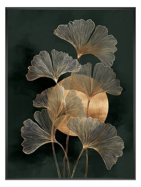 Tiskana slika z okvirjem 60x80 cm Gold Ginkgo – Styler