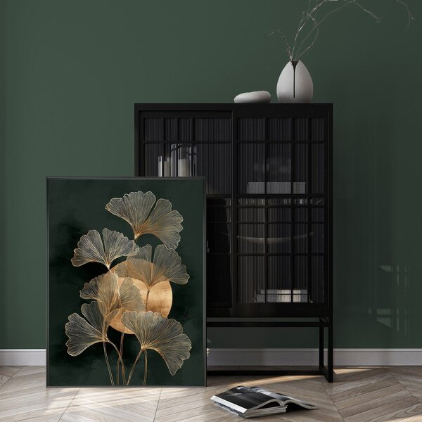Tiskana slika z okvirjem 60x80 cm Gold Ginkgo – Styler