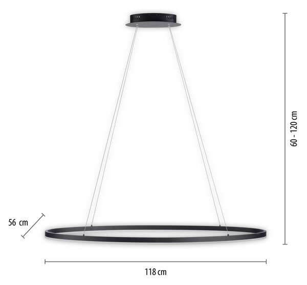 Paul Neuhaus Titus LED obesek, ovalni 118x56cm