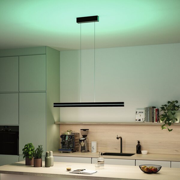 Paulmann LED-visoka svetilka Raiko, črna, 100 cm, RGBW, z možnostjo zatemnitve, zatemnjen, Črna, Študija / pisarna, Kovina, Sodobni