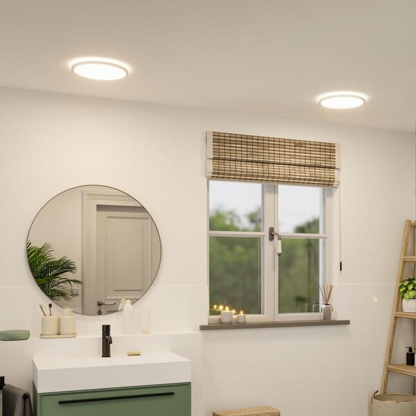 Paulmann LED-panel Atria Shine, premer 29 cm, bel, IP44, 4000 K, vklop/izklop, Bela, Študija / pisarna, Plastika, Sodobni