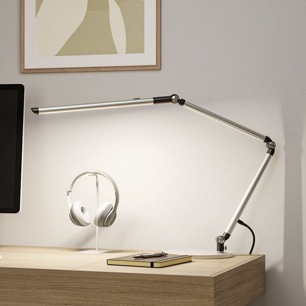 Paulmann LED-namizna svetilka FlexBar, srebrna, 36 cm, CCT, zatemnjen, Kovinska, Študija / pisarna, Aluminij, Sodobni