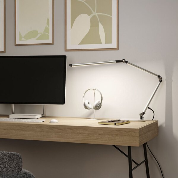 Paulmann LED-namizna svetilka FlexBar, srebrna, 36 cm, CCT, zatemnjen, Kovinska, Študija / pisarna, Aluminij, Sodobni