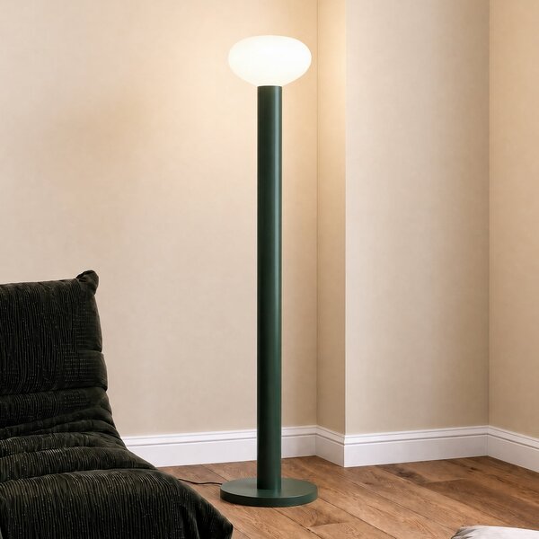 ALDEX Stojna svetilka Flo, zelena, višina 138 cm, 1-žarnica, steklo, Zelena, Dnevna soba / jedilnica, Kovina, Dizajn