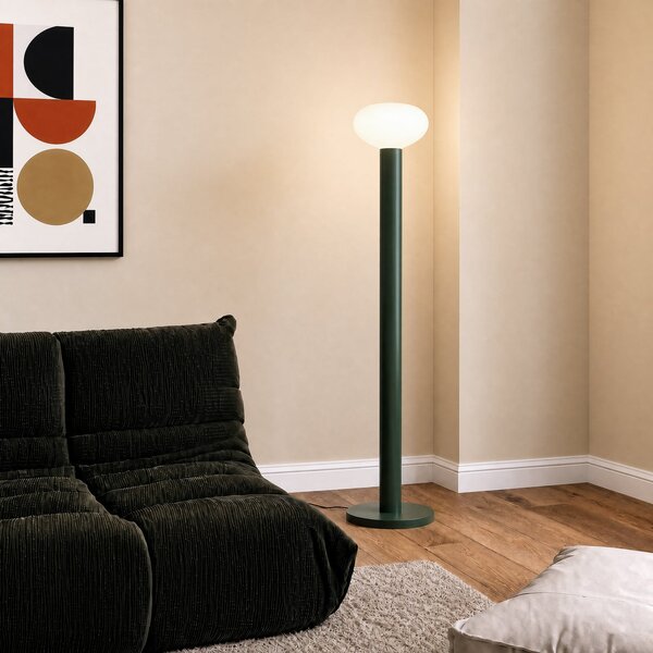 ALDEX Stojna svetilka Flo, zelena, višina 138 cm, 1-žarnica, steklo, Zelena, Dnevna soba / jedilnica, Kovina, Dizajn