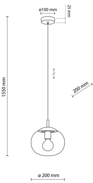 Obesek Vibe, rjavo prosojno steklo, Ø 20 cm