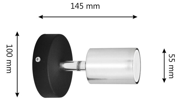 Stenska svetilka Tune II, črna/krom, kovina, E27, Ø 5,5 cm