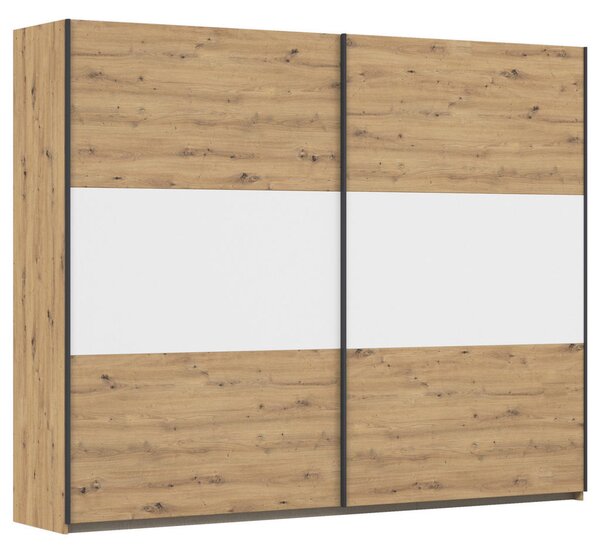 OMARA Z DRSNIMI VRATI, bela, barve aluminija, hrast artisan