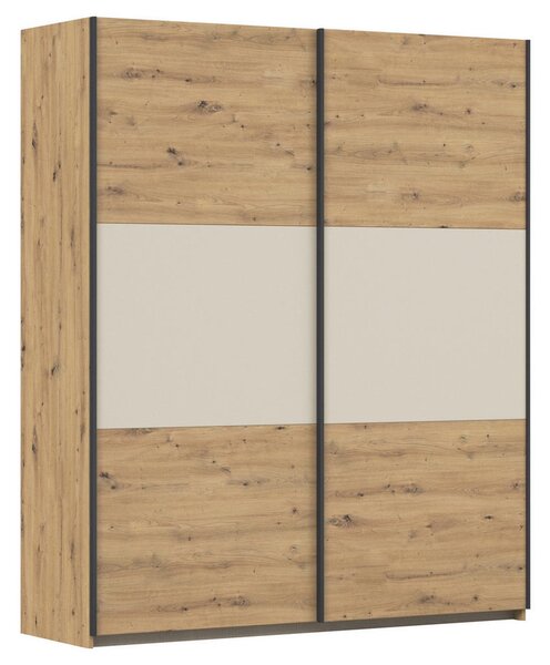OMARA Z DRSNIMI VRATI, barve aluminija, barve šampanjca, hrast artisan