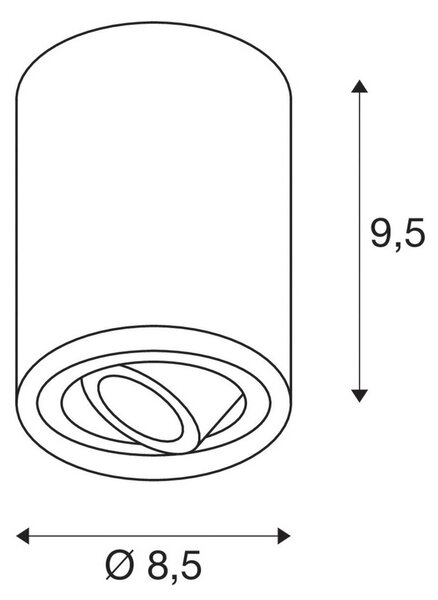 SLV Triledo stropna svetilka, bela, aluminij, Ø 10 cm