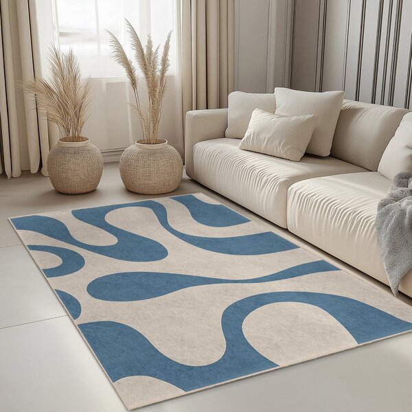 Modra pralna preproga 120x180 cm Blue Latte – Mila Home