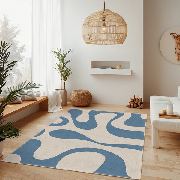 Modra pralna preproga 120x180 cm Blue Latte – Mila Home