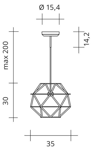 Euclide LED viseča luč, zlate barve, kovinska, širine 35 cm