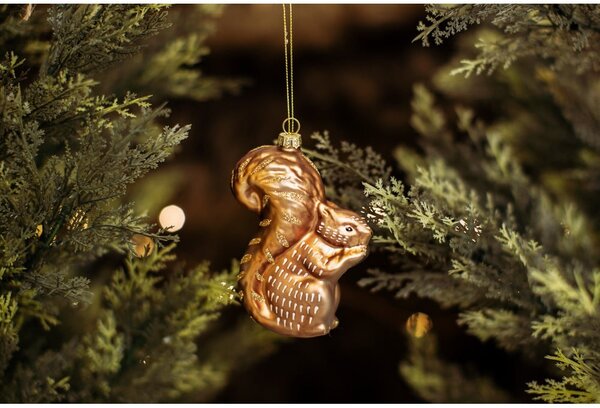 Steklen ročno izdelan okrasek za jelko 4,5 cm Woodland Squirrel – Sass & Belle