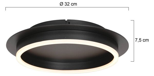 Ringlux LED stropna svetilka, črna, Ø 32 cm, kovinska