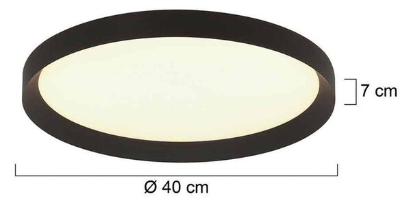 Stropna svetilka Flady LED, črna, Ø 40 cm, neposredna/neposredna