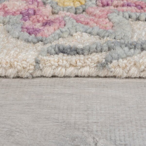 Kremno bela ročno tkana volnena preproga 160x230 cm Tania Floral – Flair Rugs