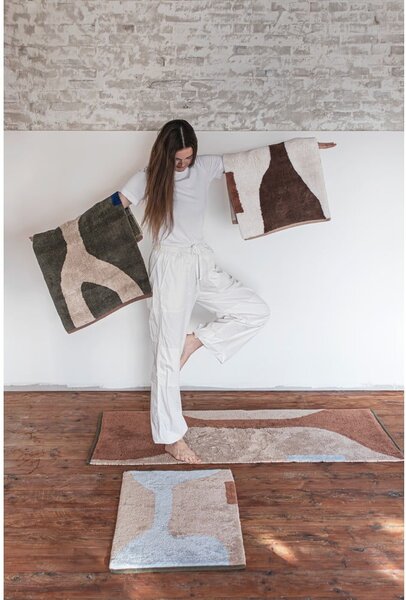 Belo-bež pralna bombažna preproga 50x80 cm Figura – Mette Ditmer Denmark