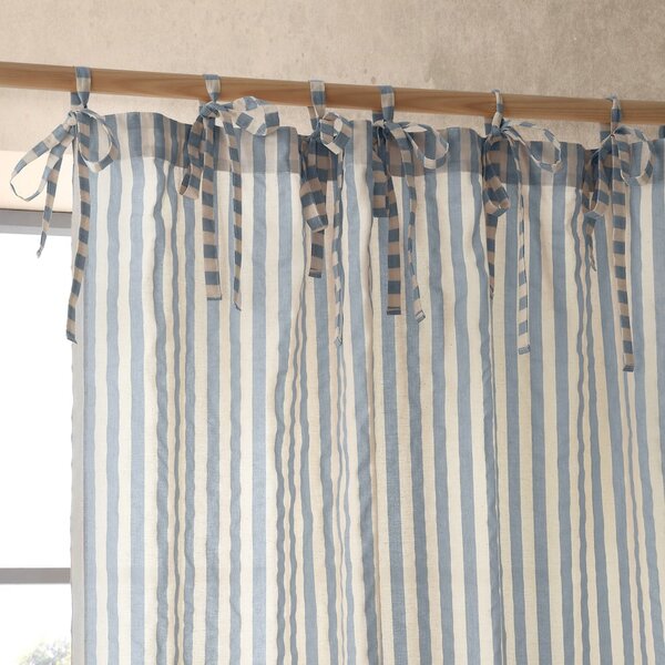 Modra prosojna zavesa 140x183 cm Zanzibar Stripe – Pineapple Elephant
