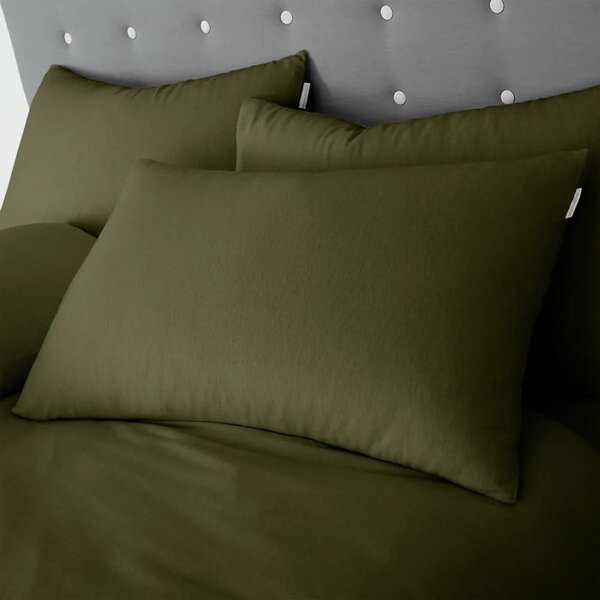 Kaki zelena enojna flanelna posteljnina 135x200 cm Brushed – Catherine Lansfield