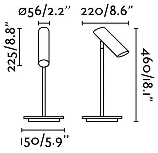 Namizna svetilka Link, mat črna, jeklo, višina 46 cm