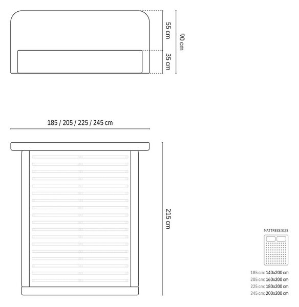 Bež oblazinjena zakonska postelja s prostorom za shranjevanje in z letvenim dnom 200x200 cm Elizabeth – Micadoni