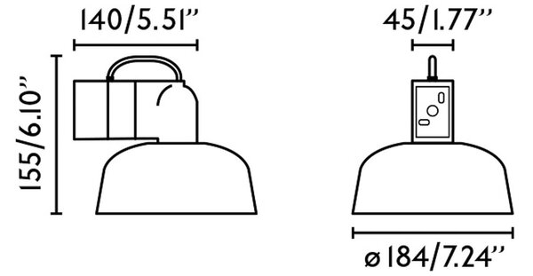 Stenska svetilka Tatawin, črna, jeklo/steklo, Ø 18,4 cm