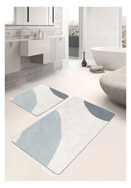 Sive/kremno bele žametne kopalniške preproge v kompletu 2 ks 60x100 cm Abstract Shapes – Mila Home