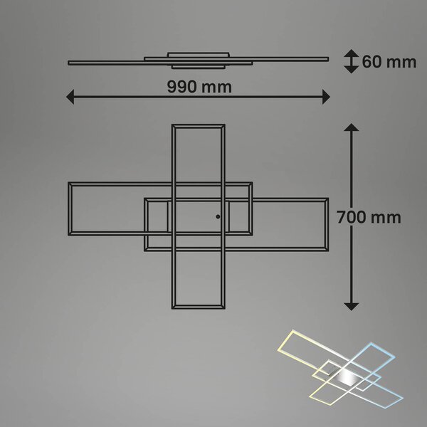 Roami LED stropna svetilka, 104x71 cm, aluminij-krom, CCT