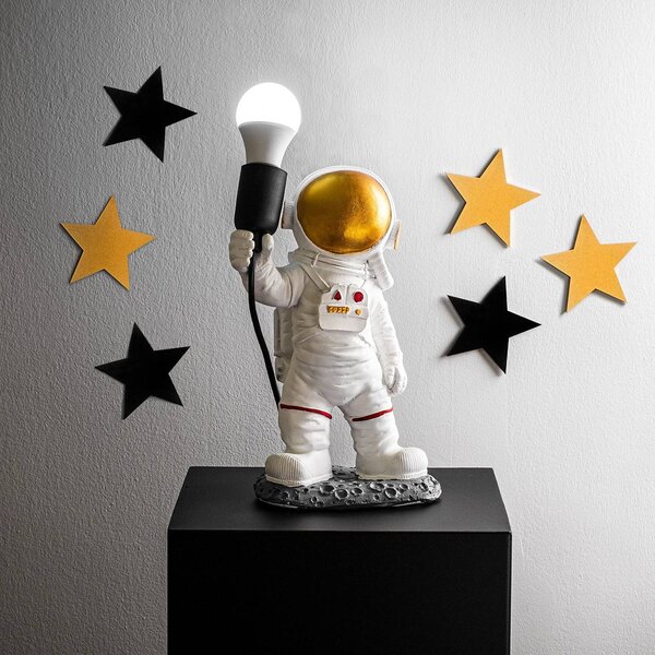 Namizna svetilka Astronaut-1, bela, poliester, višina 32 cm