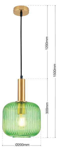 Obesek Carneval, antična medenina/zelena, Ø 20 cm, steklo